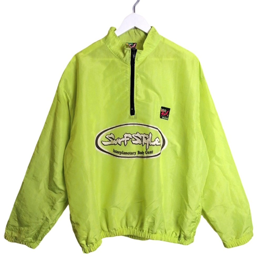 [os] SURF STYLE Windbreaker Pullover Jacket Neon 90s 80s vintage